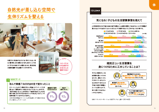 自然光が差し込む空間で、生体リズムを整える。住んで実感？おひさまの光で変わったこと。