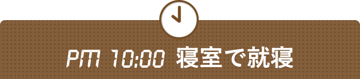 PM 10:00 寝室で就寝