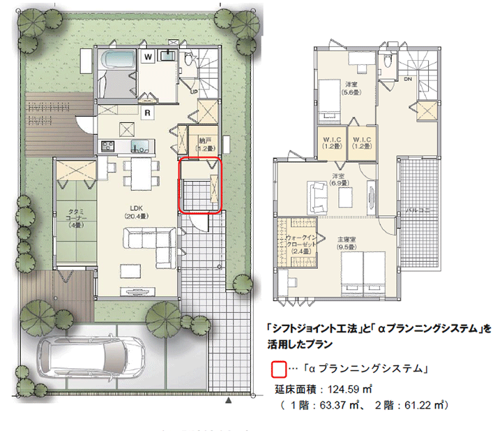 「シフトジョイント工法」と「αプランニングシステム」を活用したプラン