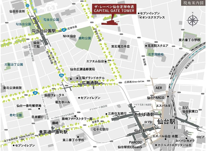 ザ・レーベン仙台定禅寺通 CAPITAL GATE TOWER現地案内図