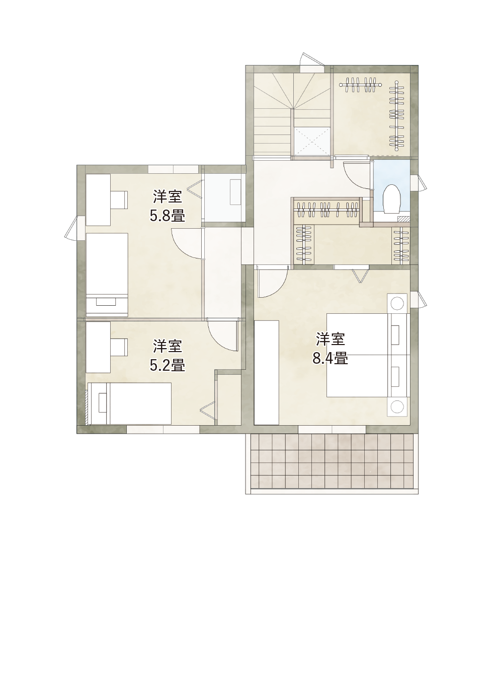 プラン例の2階平面図。