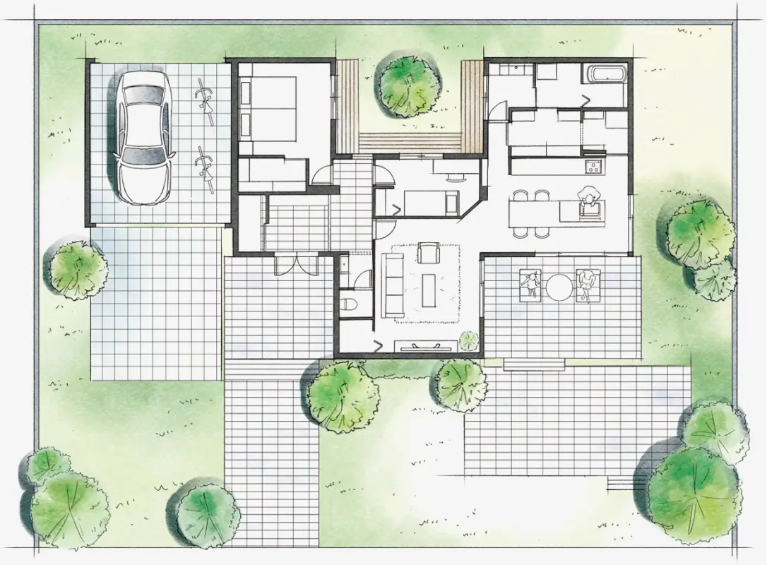 ビルトインガレージを設けた間取り図