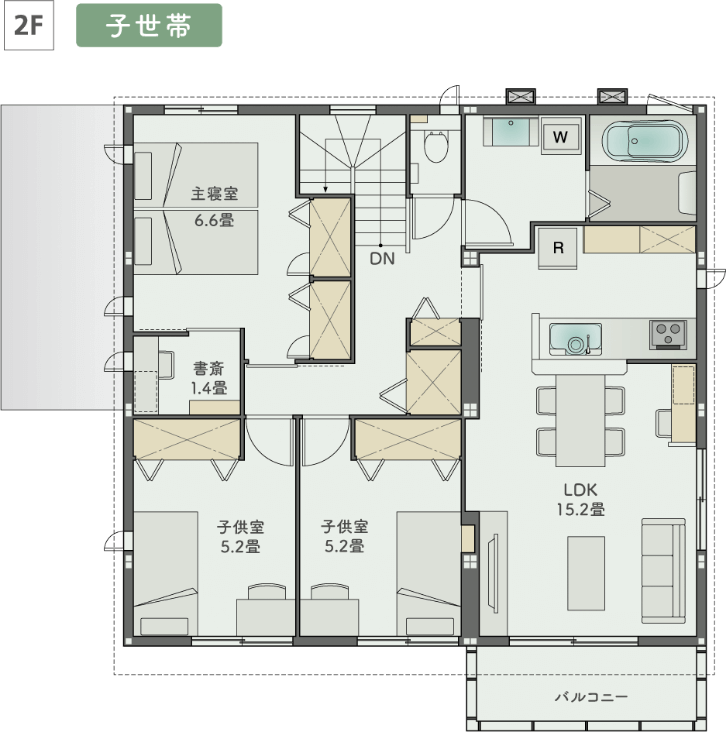 2階の間取り図（子世帯）