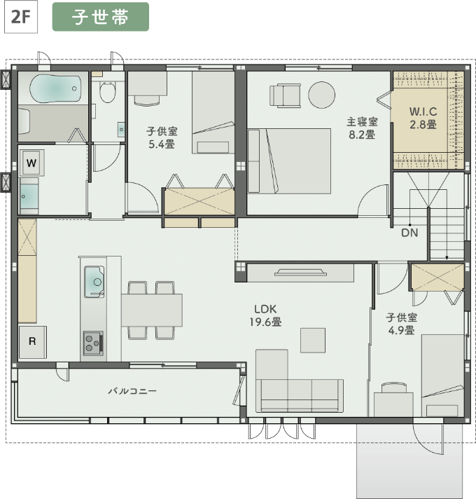 2階の間取り図（子世帯）