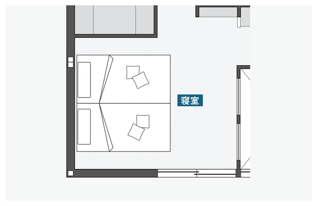 ベッド周りに窓がない寝室