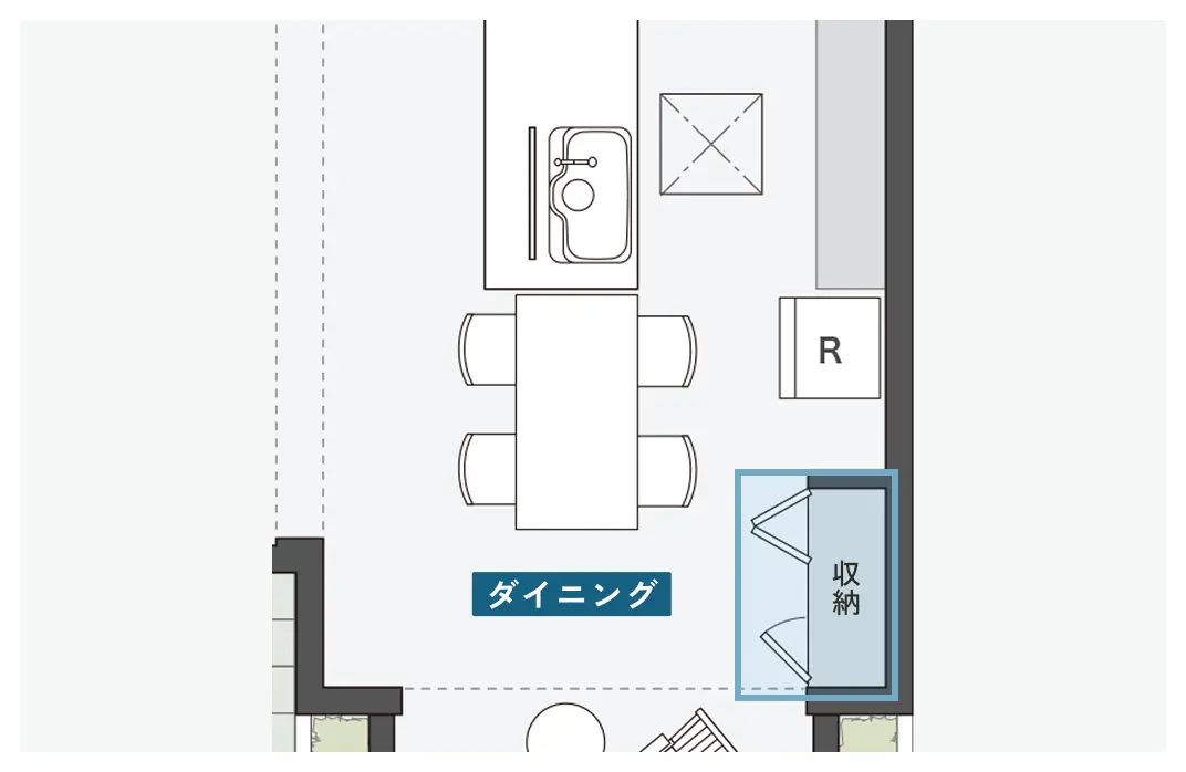 書類収納のあるダイニングの間取り図