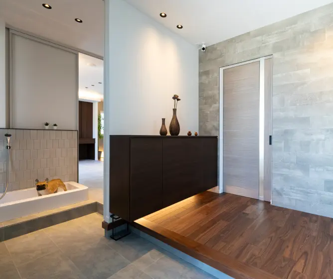 ペットとの帰宅動線がある玄関