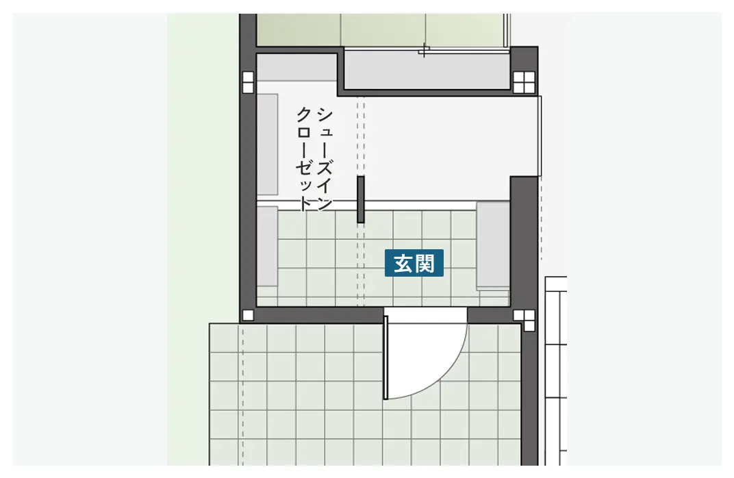 ツーウェイ玄関（ファミリー玄関）の間取り図