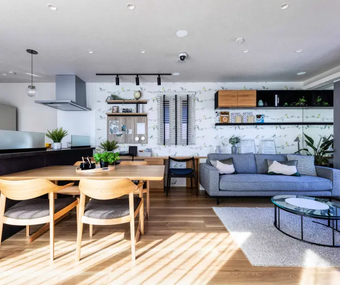 一直線に配置したLDK