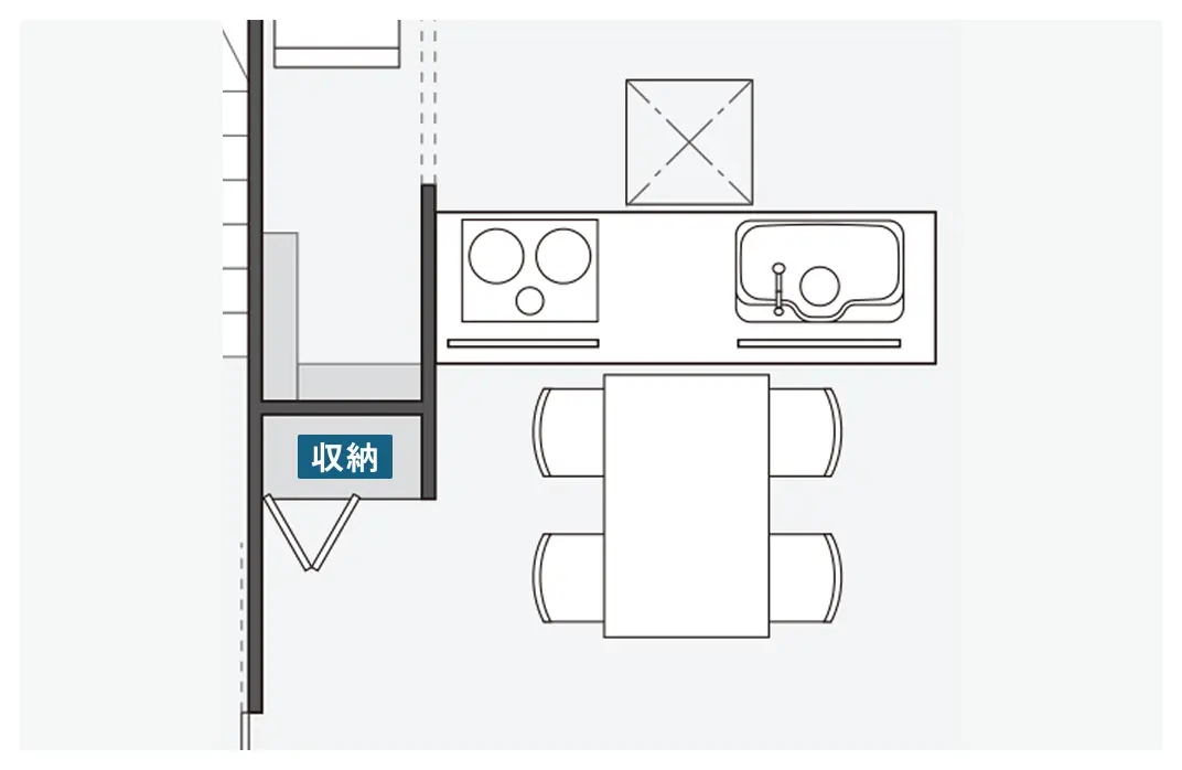 ダイニング横に書類収納がある間取り