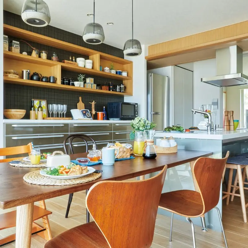 キッチンカウンターダイニングテーブル 楽しく集える場所に♪キッチン一体型ダイニングテーブルのあるお家