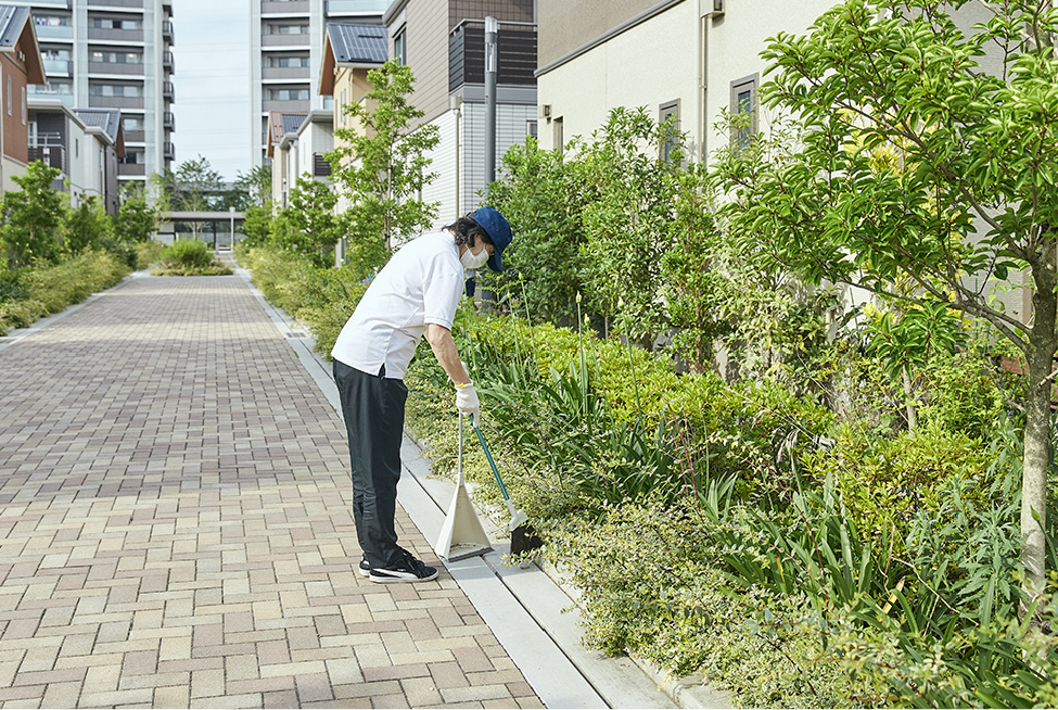 コンシェルジュによるこまめな清掃により街の美観を保つ