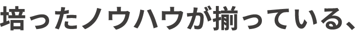 培ったノウハウが揃っている、