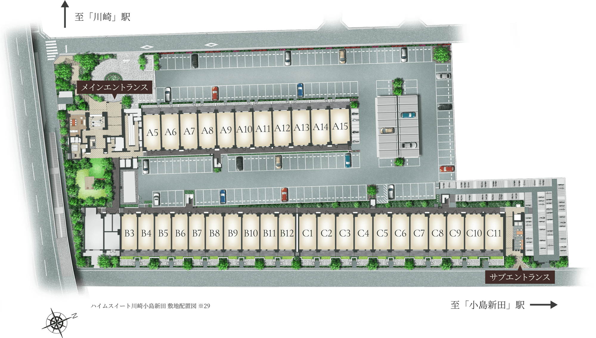 ハイムスイート川崎小島新田 敷地配置図