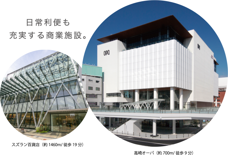 スズラン百貨店(約1460m/徒歩19分)高崎オーパ(約700m/徒歩9分)