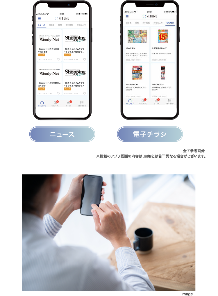 ニュース・電子チラシ 全て参考画像 ※掲載のアプリ画面の内容は、実物とは若干異なる場合がございます。