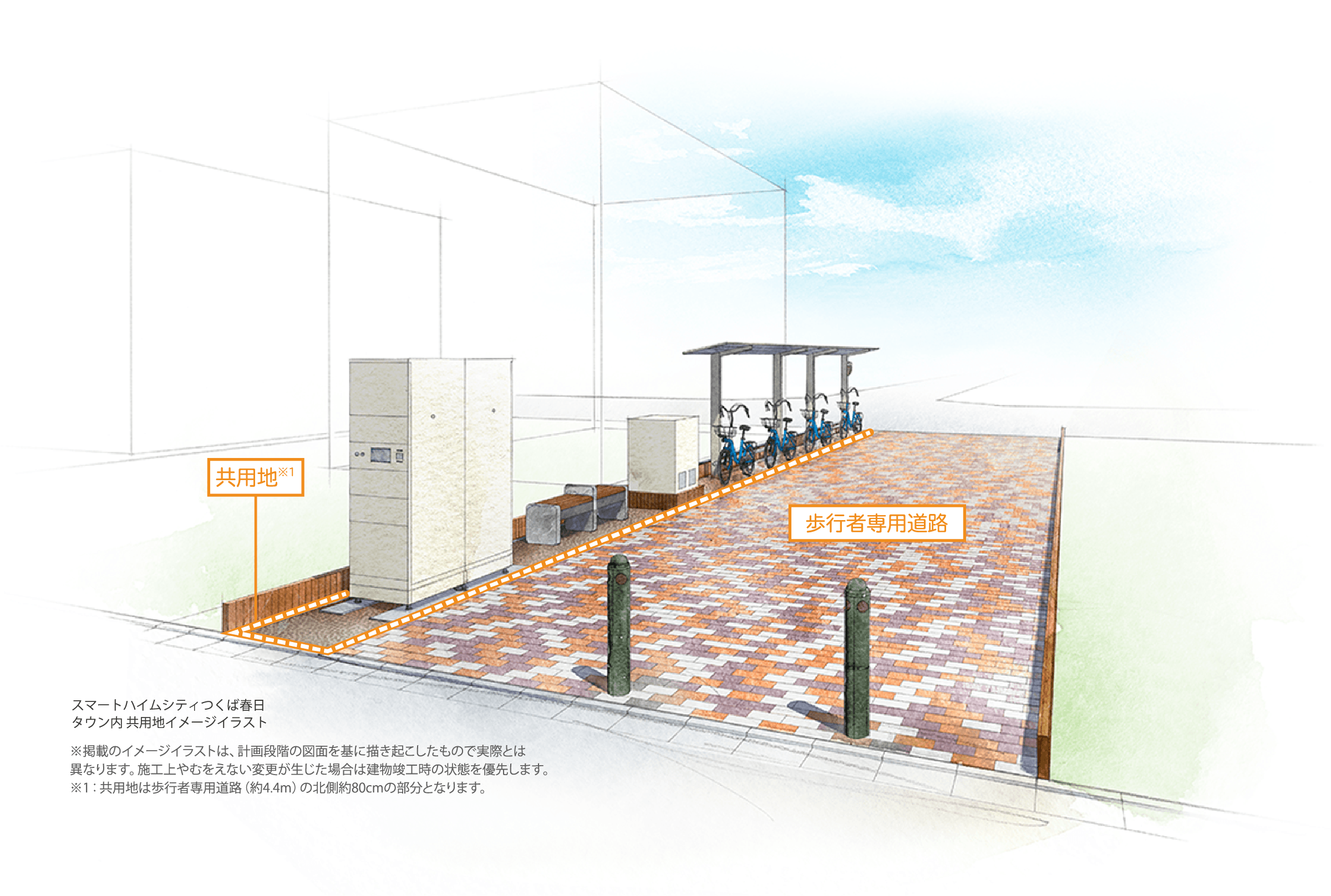スマートハイムシティつくば春日 タウン内 共用地イメージイラスト