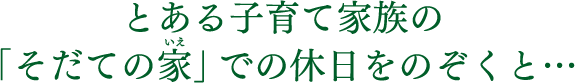 とある子育て家族の「そだての家」での休日をのぞくと…