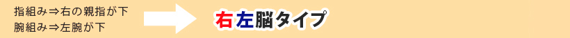 指組み⇒右の親指が下 腕組み⇒左腕が下　右左脳タイプ　
