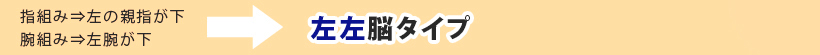 指組み⇒左の親指が下 腕組み⇒左腕が下　左左脳タイプ　